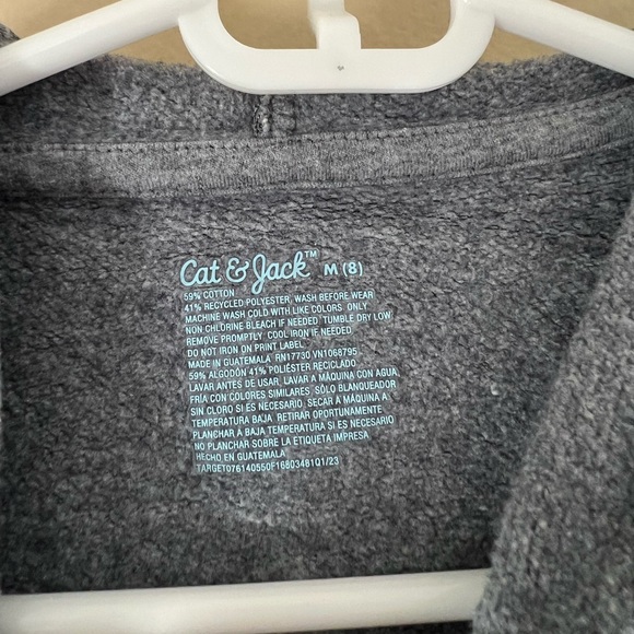 🔘CAT & JACK: Boy’s size M, gray long sleeve hooded zip-up jacket, preowned🔘 - Picture 2 of 5